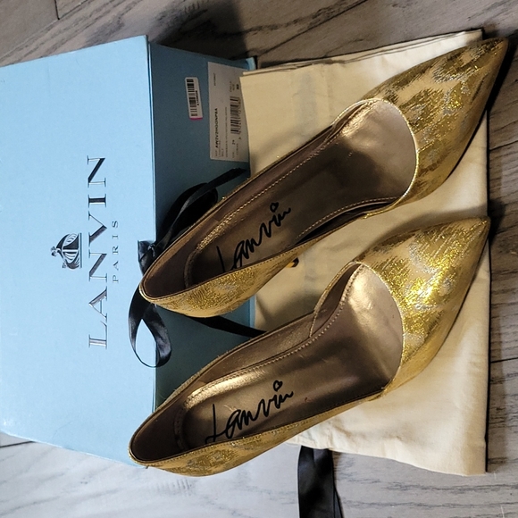 LANVIN Patterned Gold d'orsey Pump heels - Picture 3 of 11